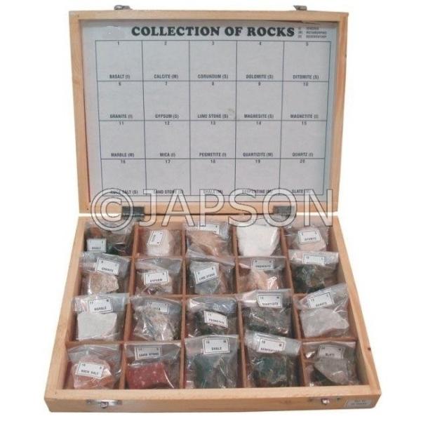 Collection of 20 Rocks Wooden Box